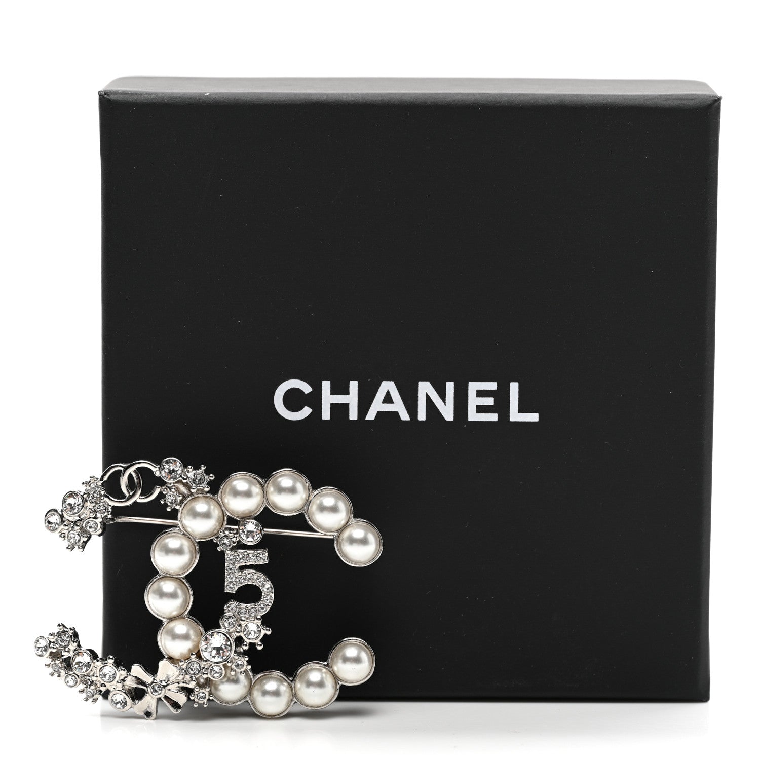 Chanel Crystal Pearl Star 5 CC Brooch Silver Pearly White 6 of 6