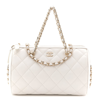 Chanel Caviar Quilted Barrel Clutch With Chain White 1 of 10