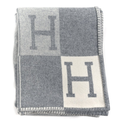 Hermes Wool Cashmere Avalon III Blanket Ecru Gris Clair 1 of 3