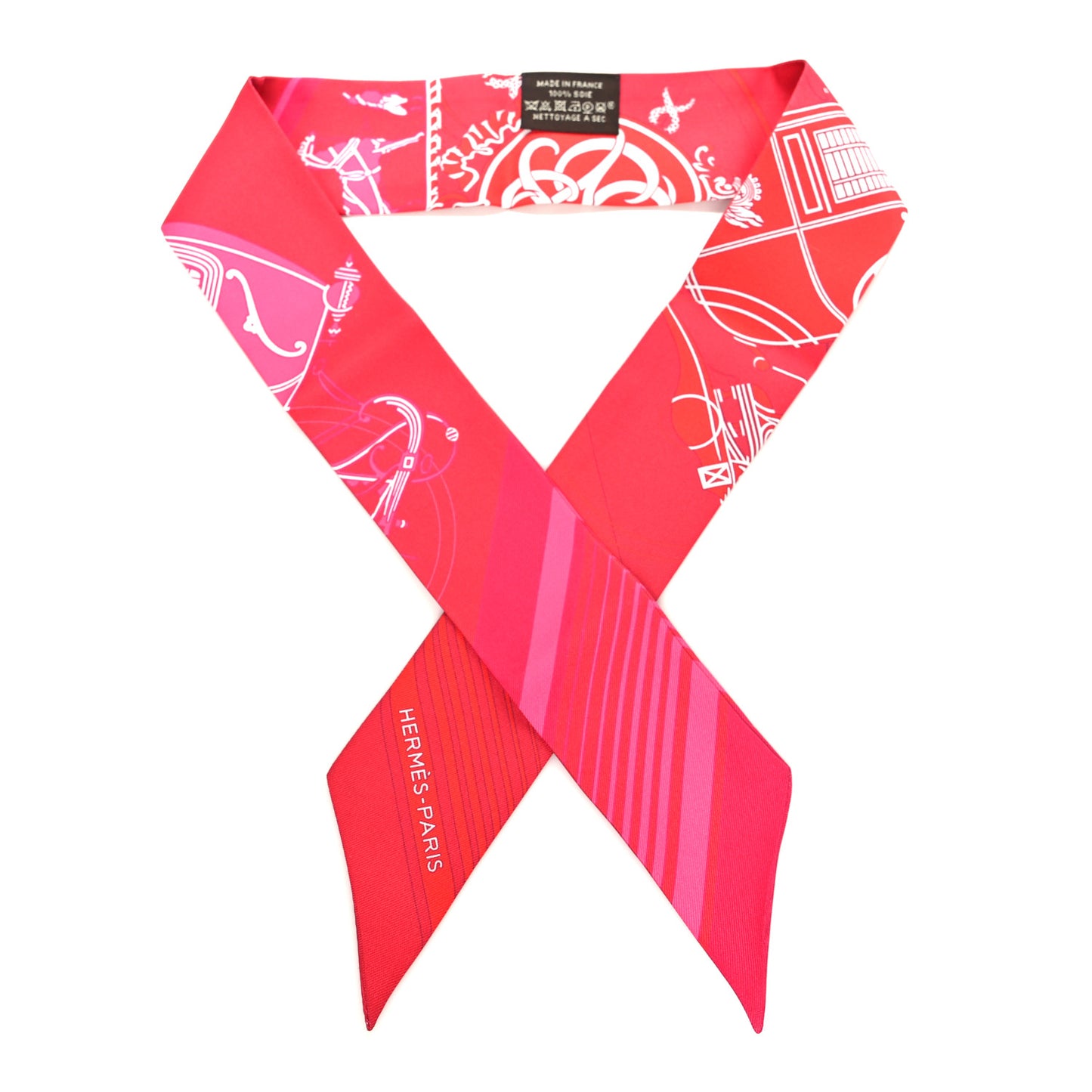 Silk Ex-Libris Twilly Fuchsia Rouge White