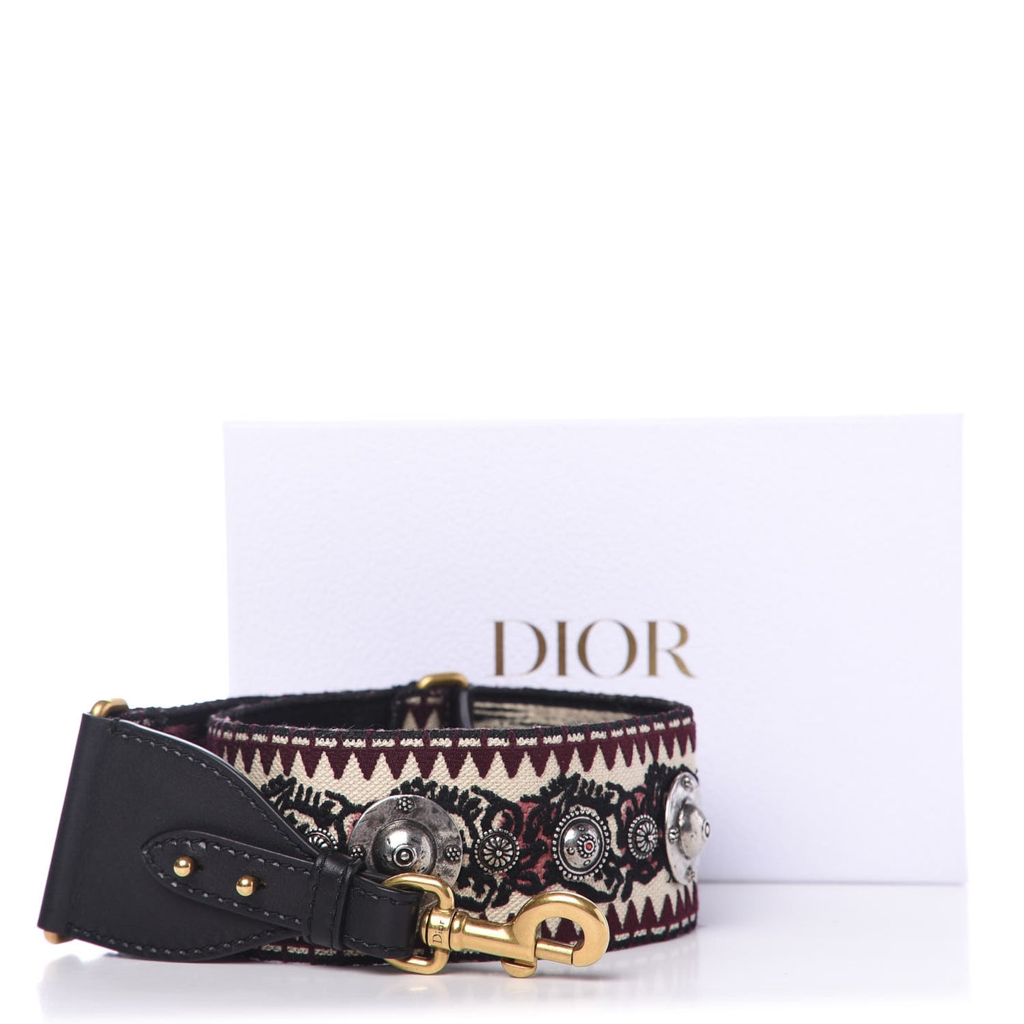 Canvas Embroidered Studded Shoulder Strap Burgundy