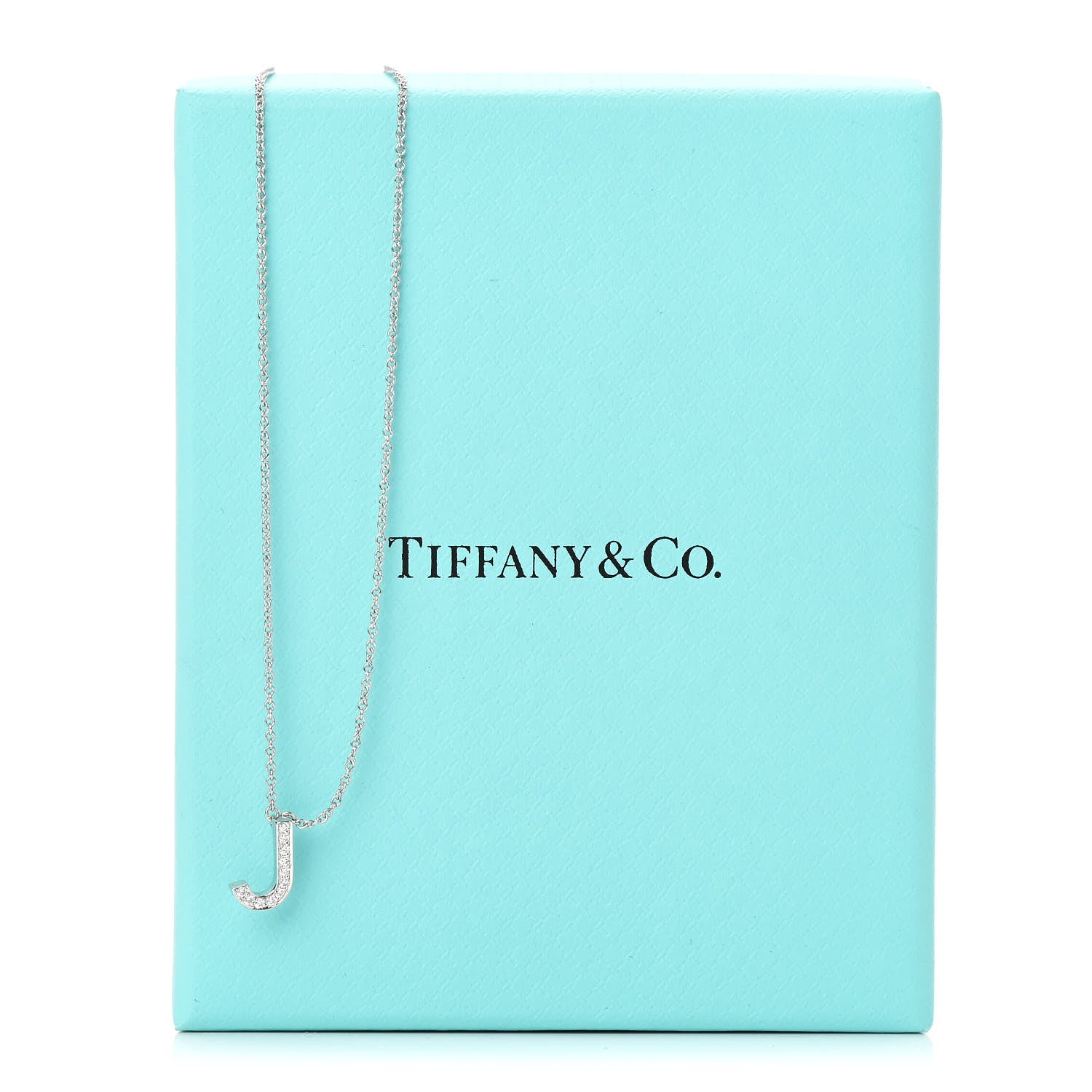 Tiffany Platinum Diamond Letters J Pendant Necklace 6 of 6