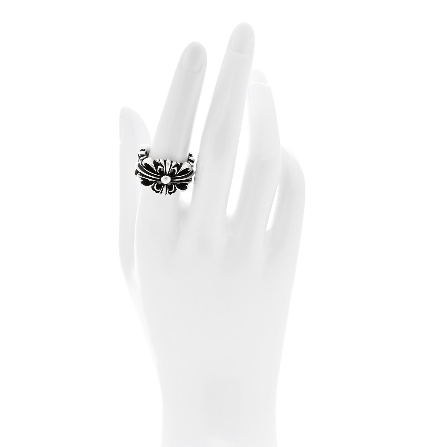 Sterling Silver Double Floral Cross Ring 54 7