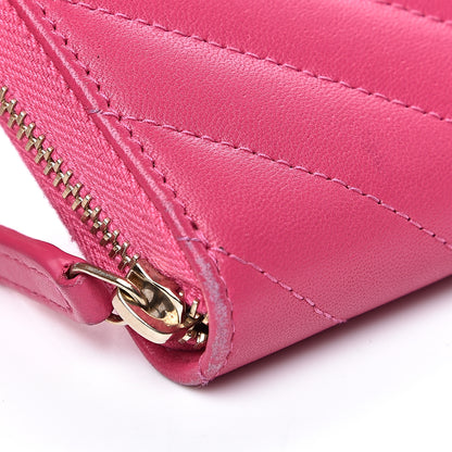 Chanel Lambskin Chevron Quilted Zip Around Coin Purse Pink 7 of 14