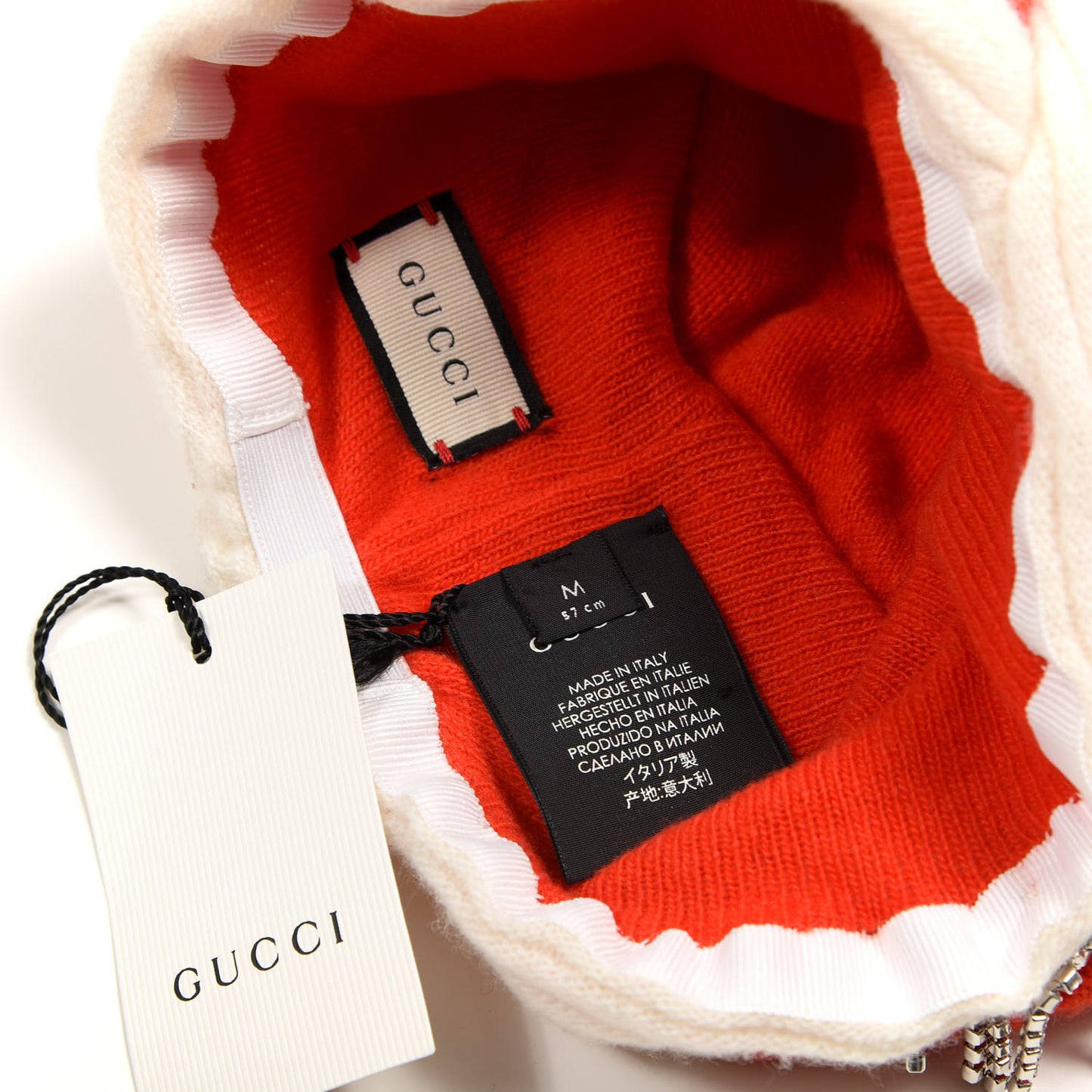 Wool Crystal GG Headband M Red White