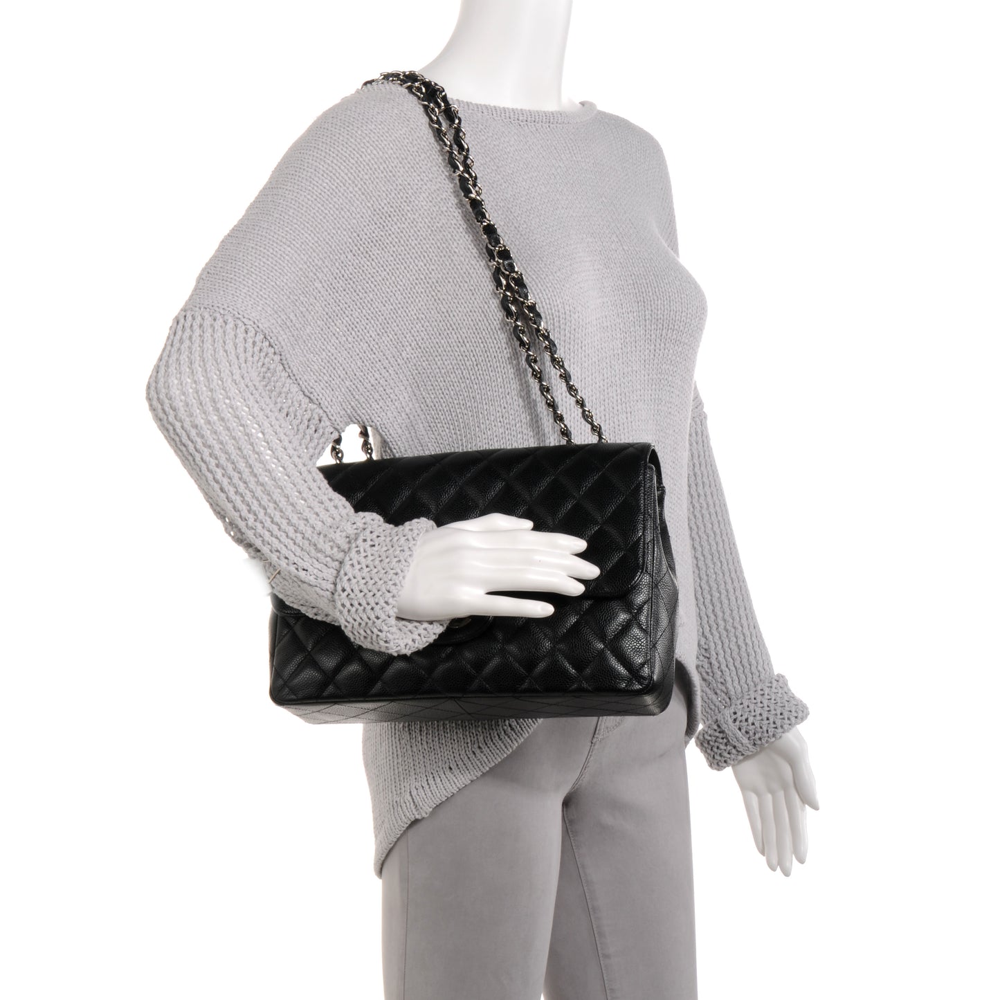 Caviar Jumbo Single Flap Black