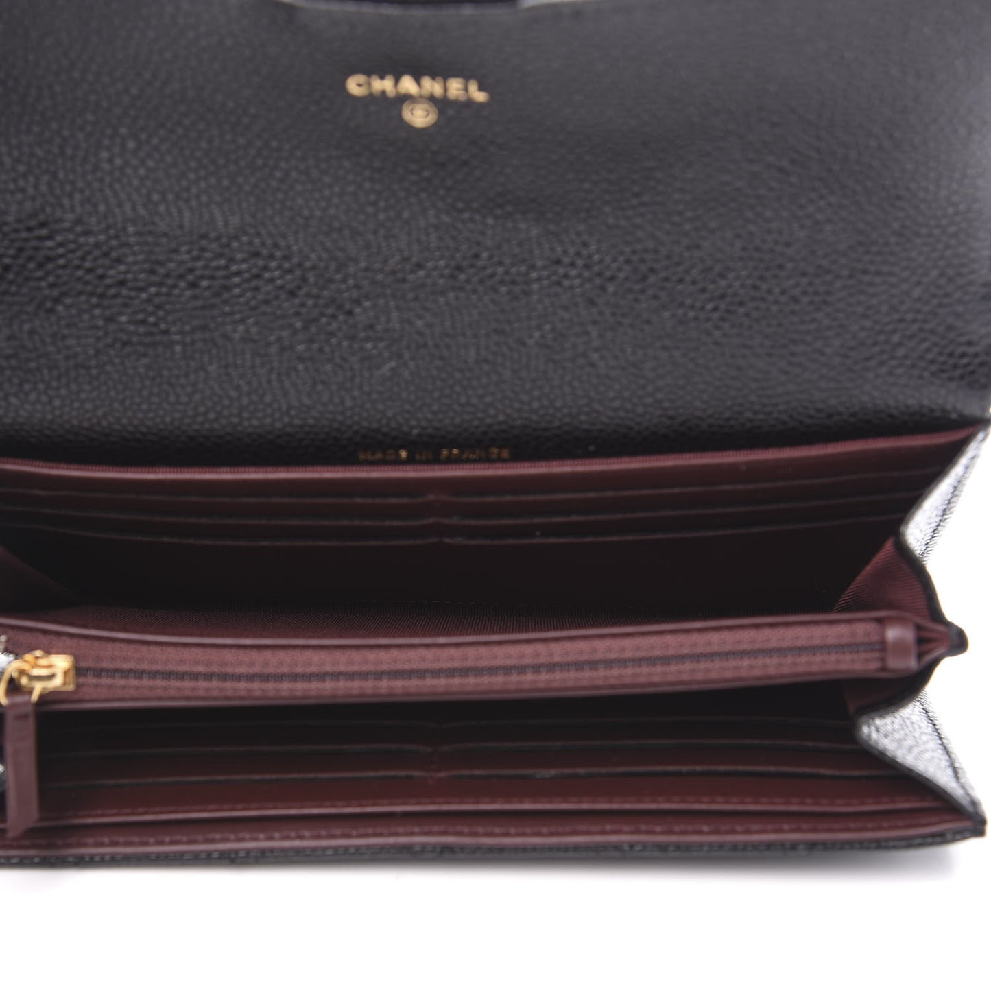 Caviar Quilted Large Gusset Flap Wallet Black