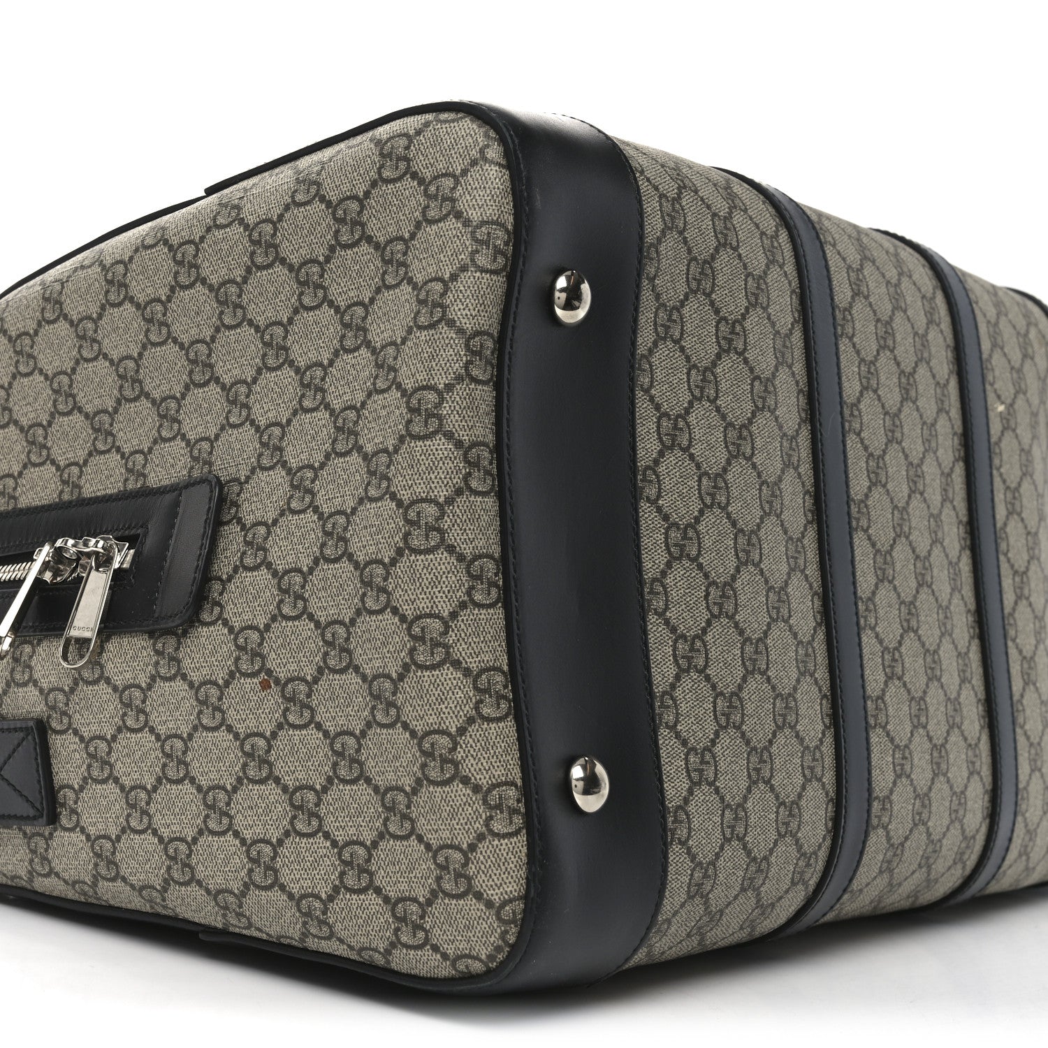 Gucci GG Supreme Monogram Selleria Calfskin Medium Duffle Beige Ebony Black 8 of 9