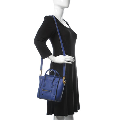 Celine Drummed Calfskin Nano Luggage Indigo 2 of 20