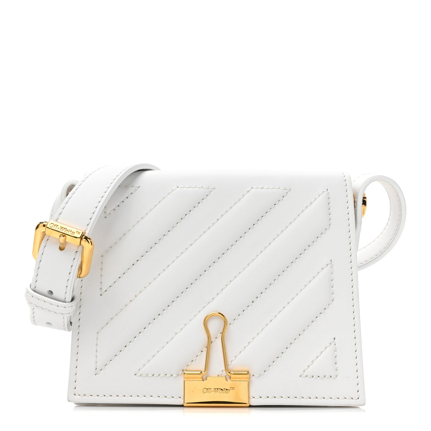 Calfskin Diag Binder Flap Bag White