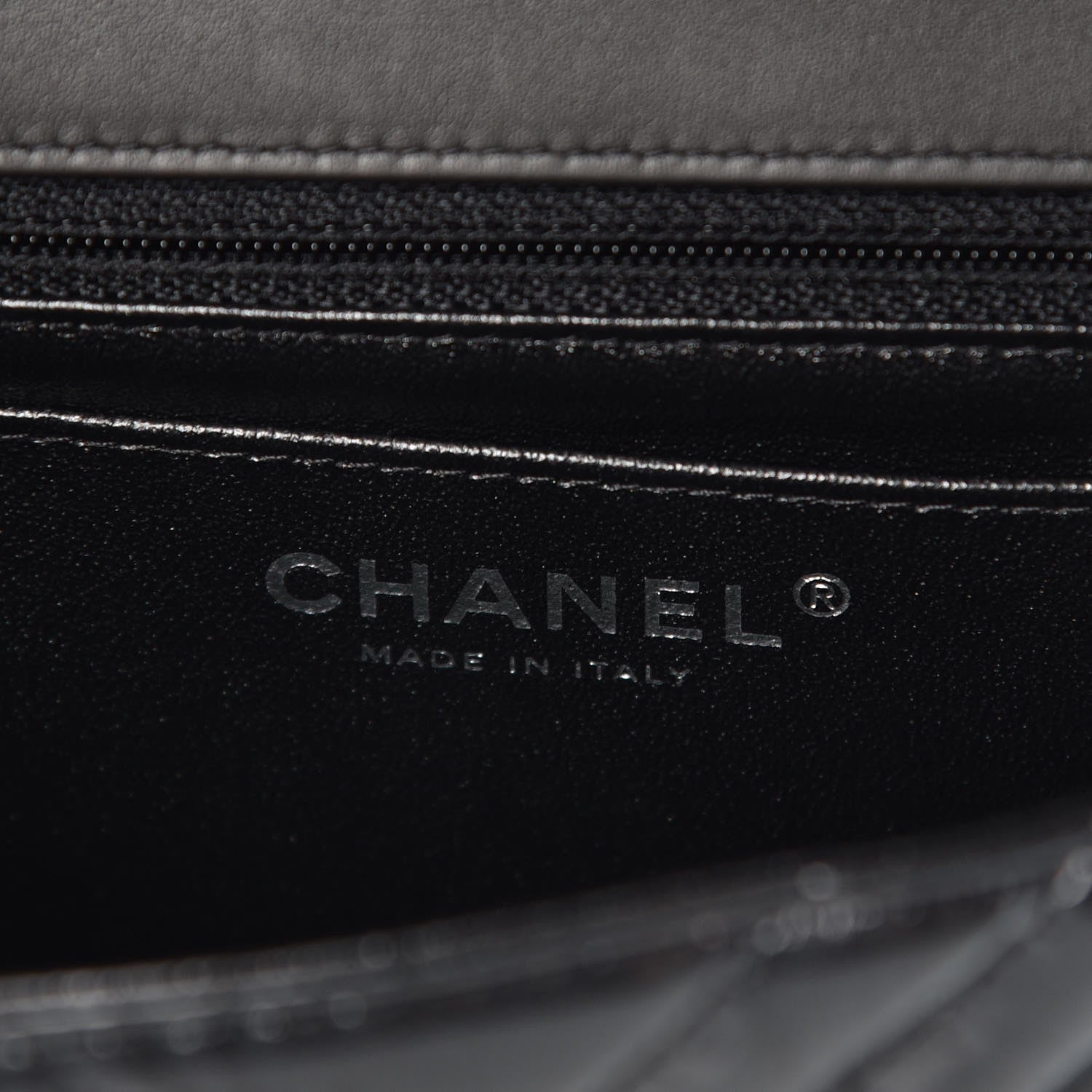 Chanel Metallic Patent Crumpled Calfskin Chevron Quilted Mini Square Flap Black 6 of 8