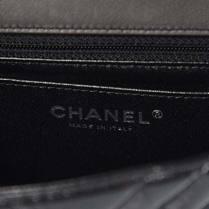 Chanel Metallic Patent Crumpled Calfskin Chevron Quilted Mini Square Flap Black 6 of 8