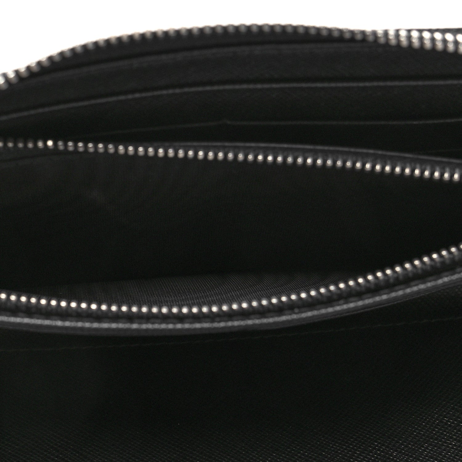 Prada Saffiano Metal Large Zip Around Travel Wallet Black Rubino 7 of 11