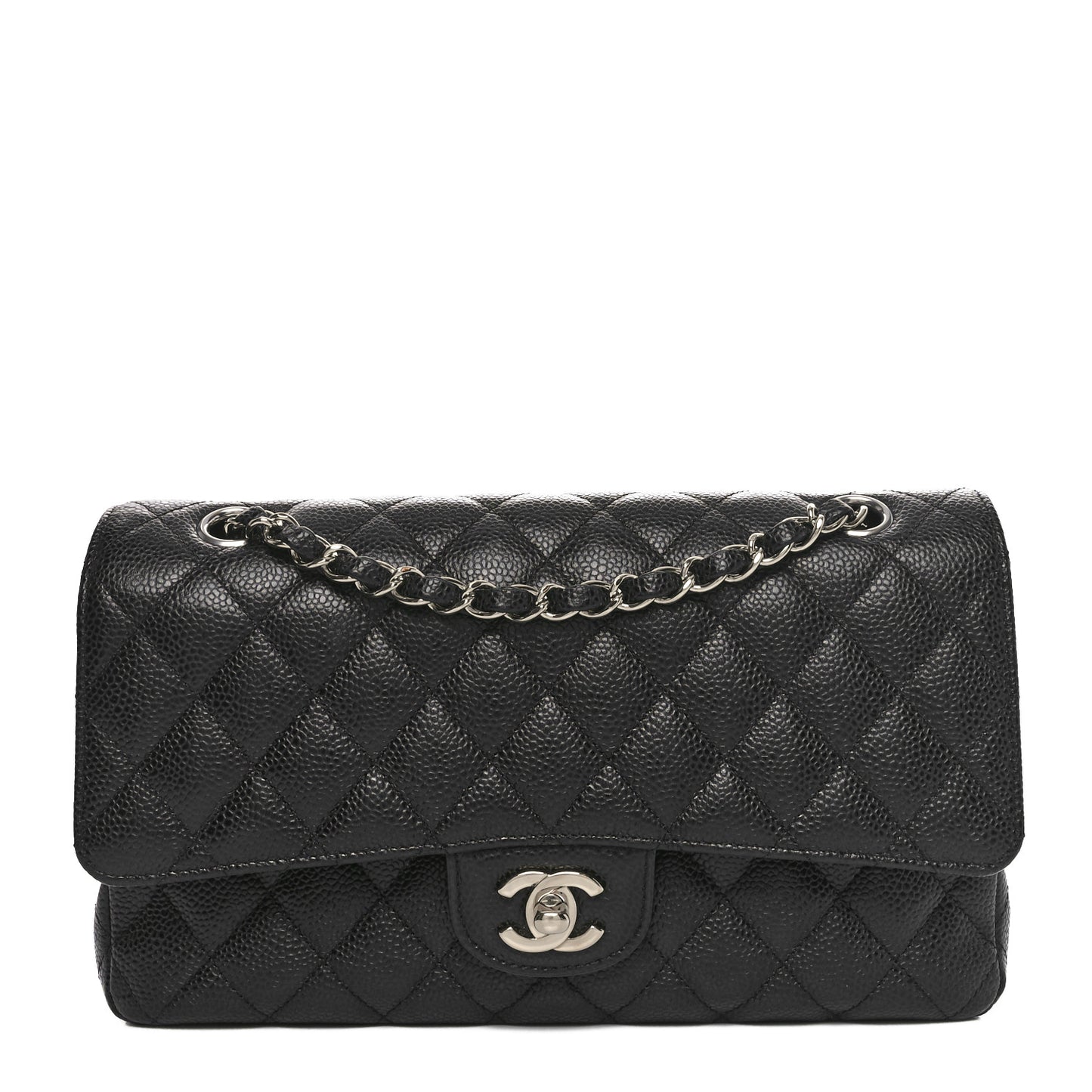 Caviar Quilted Medium Double Flap Black