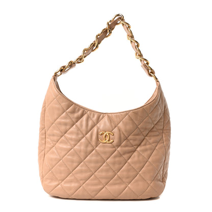 Chanel Lambskin Quilted Large CC Funky Town Hobo Beige 1 of 10