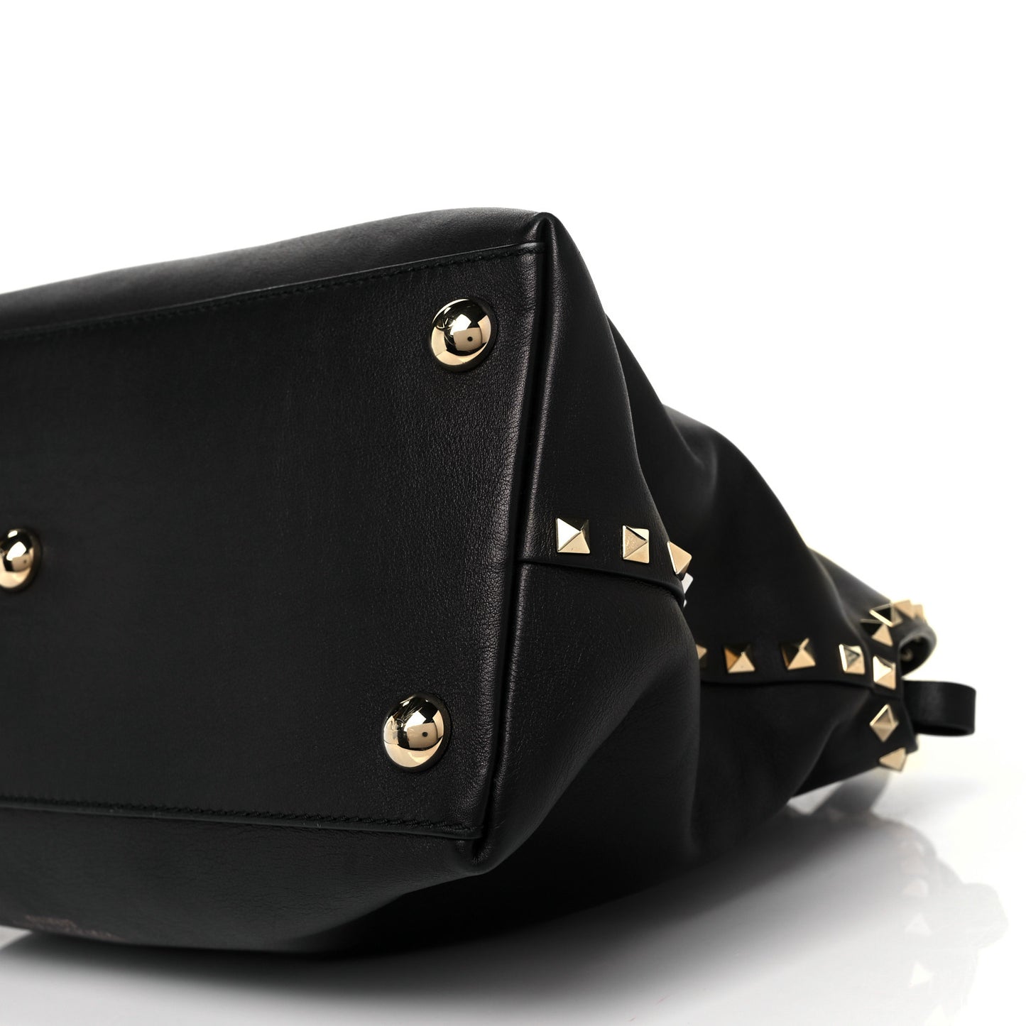 Vitello Rockstud Dome Satchel Black