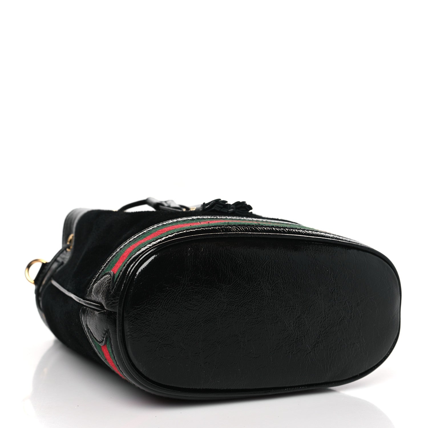 Gucci Suede Patent Web Small Ophidia Bucket Bag Black 4 of 10