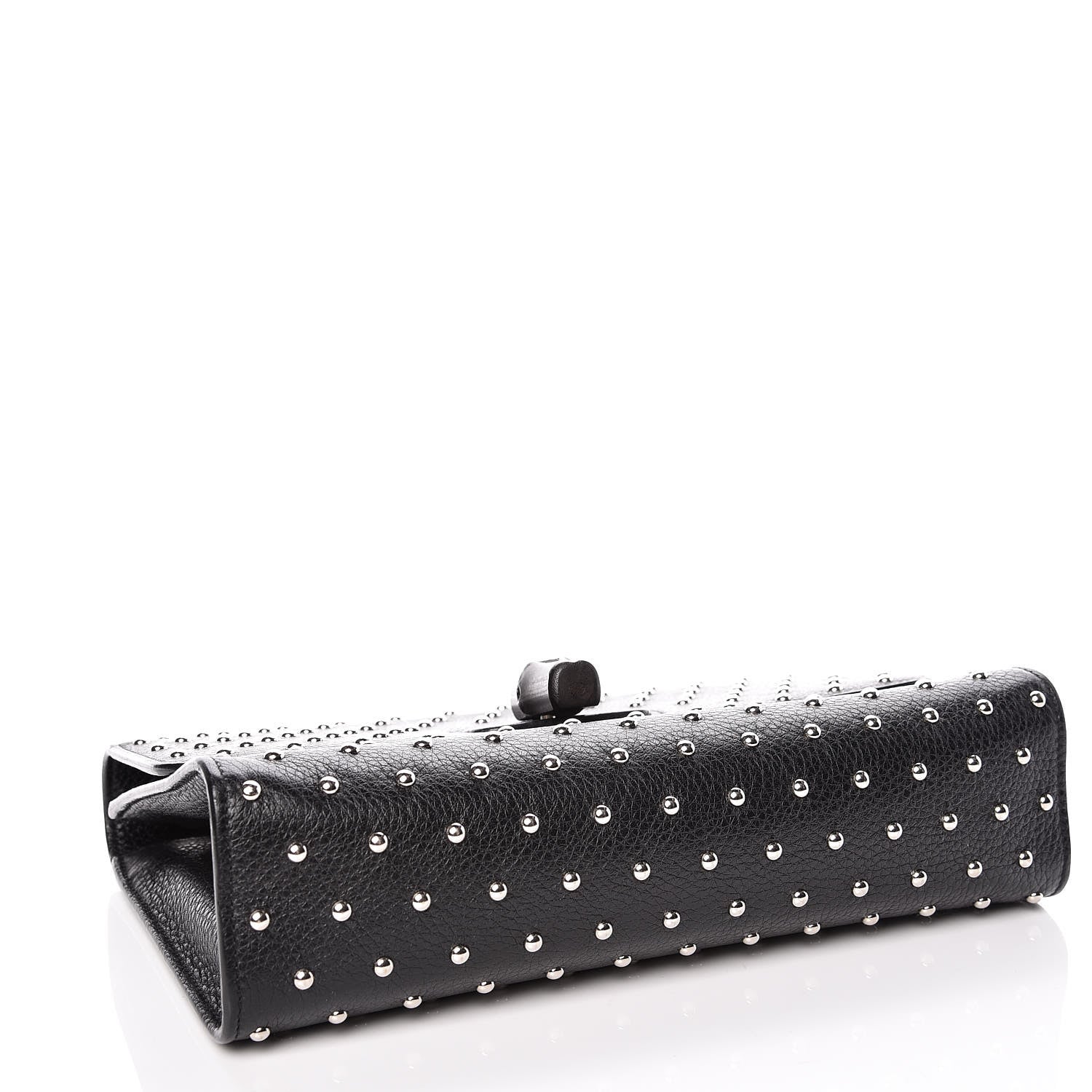 Gucci Calfskin Studded Medium Miss Bamboo Shoulder Bag Black 4 of 9