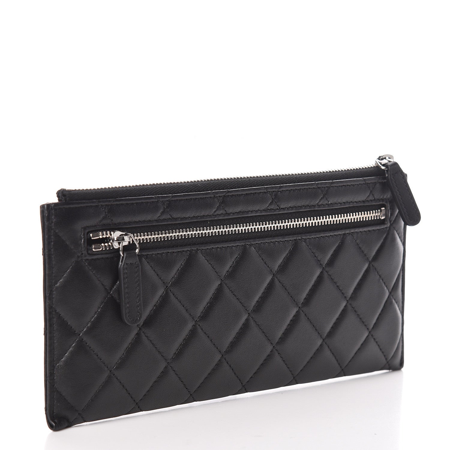 Chanel Lambskin Quilted Zip Pouch Black 3 of 8