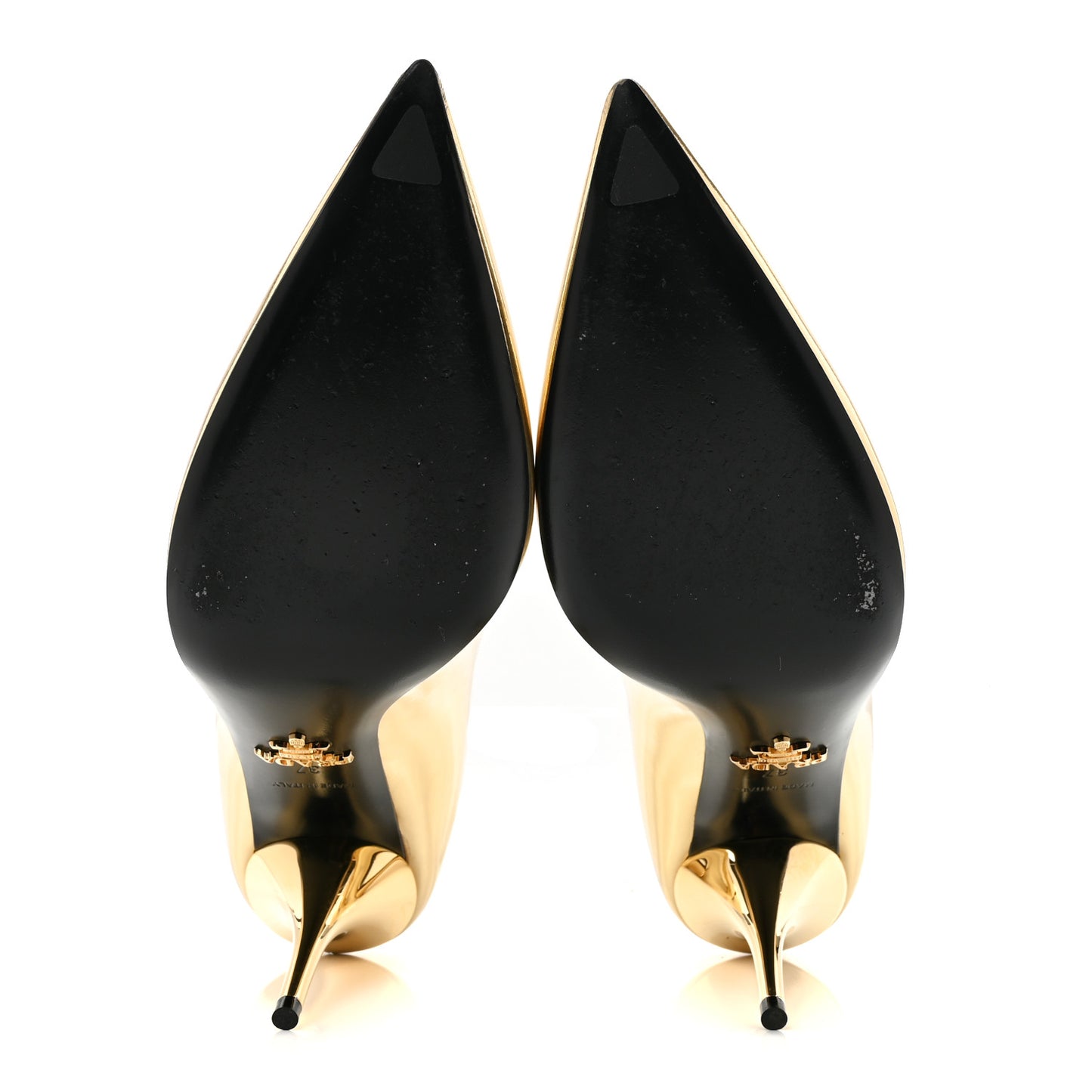 Spazzolato Metal Triangle Logo Pointed Toe 85mm Pumps 37 Platino
