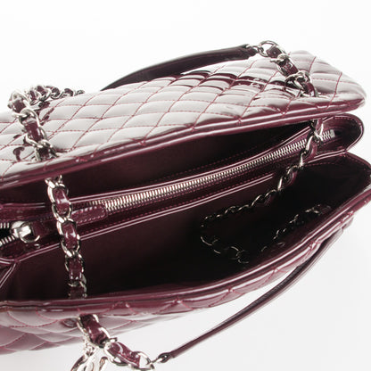 Chanel Patent Quilted Medium Just Mademoiselle Bowling Bag Burgundy 5 of 7
