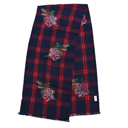 Gucci Wool Jacquard All Roses Scarf Blue Red 3 of 5
