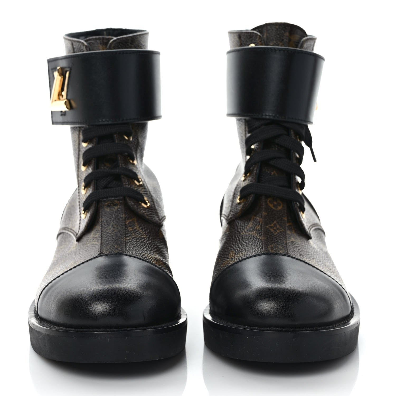 Louis Vuitton Calfskin Monogram Wonderland Flat Ranger Boots 37 Black 2 of 8