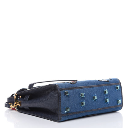 Valentino Garavani Denim Butterfly Embroidered Small My Rockstud Frame Bag Light Denim Multicolor 4 of 11