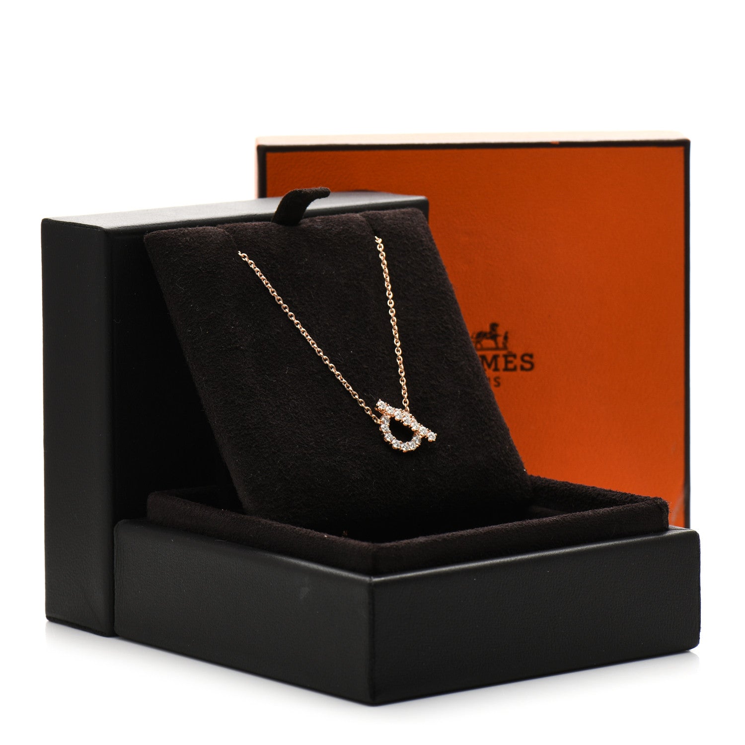 Hermes 18K Rose Gold Diamond Finesse Pendant Necklace 4 of 4