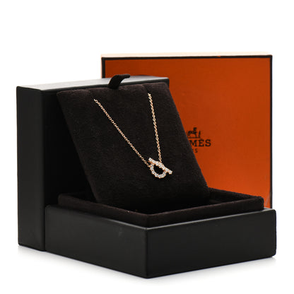 Hermes 18K Rose Gold Diamond Finesse Pendant Necklace 4 of 4