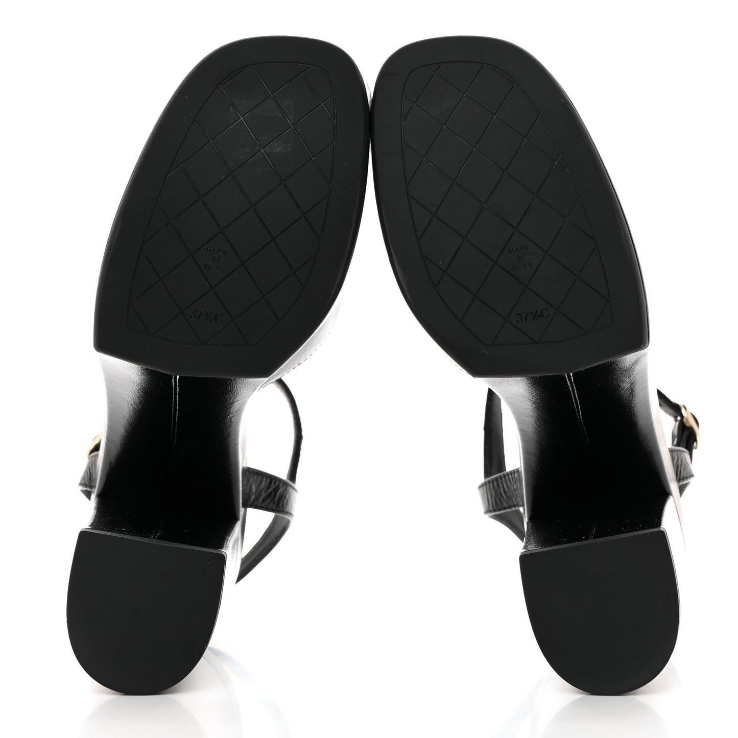 Calfskin CC Platform Sandals 37.5 Black