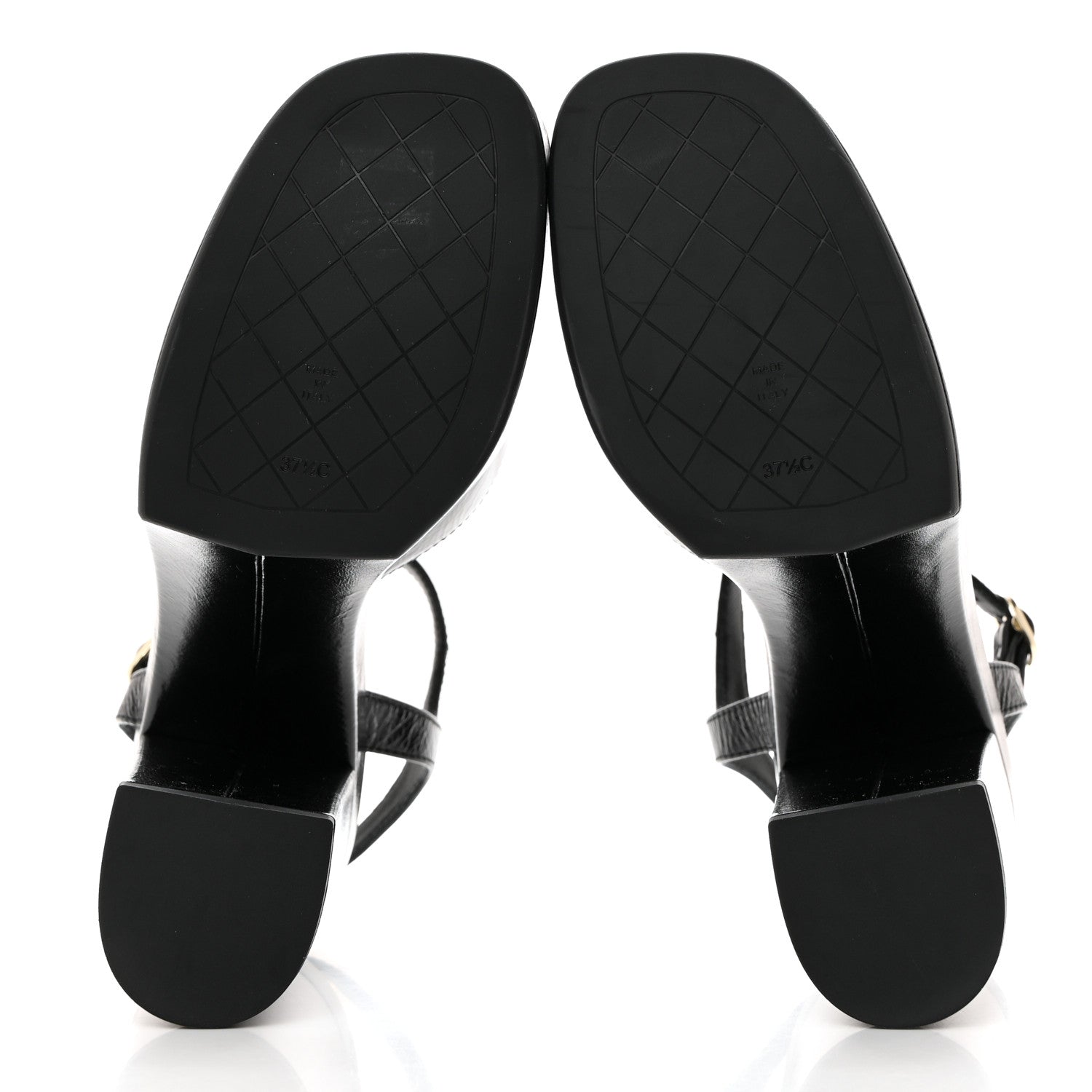 Chanel Calfskin CC Platform Sandals 37.5 Black 5 of 9