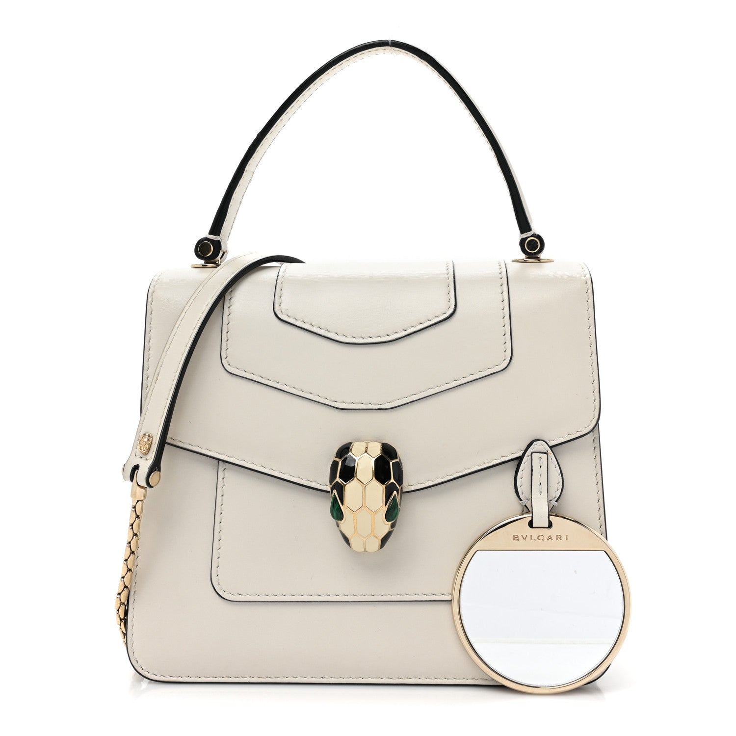Bulgari Calfskin Serpenti Forever Top Handle White 1 of 19