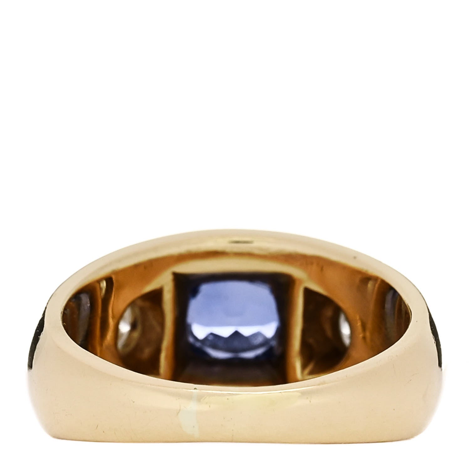 Bulgari 18K Yellow Gold Diamond Blue Sapphire Bombe Ring 47 4.25 3 of 5