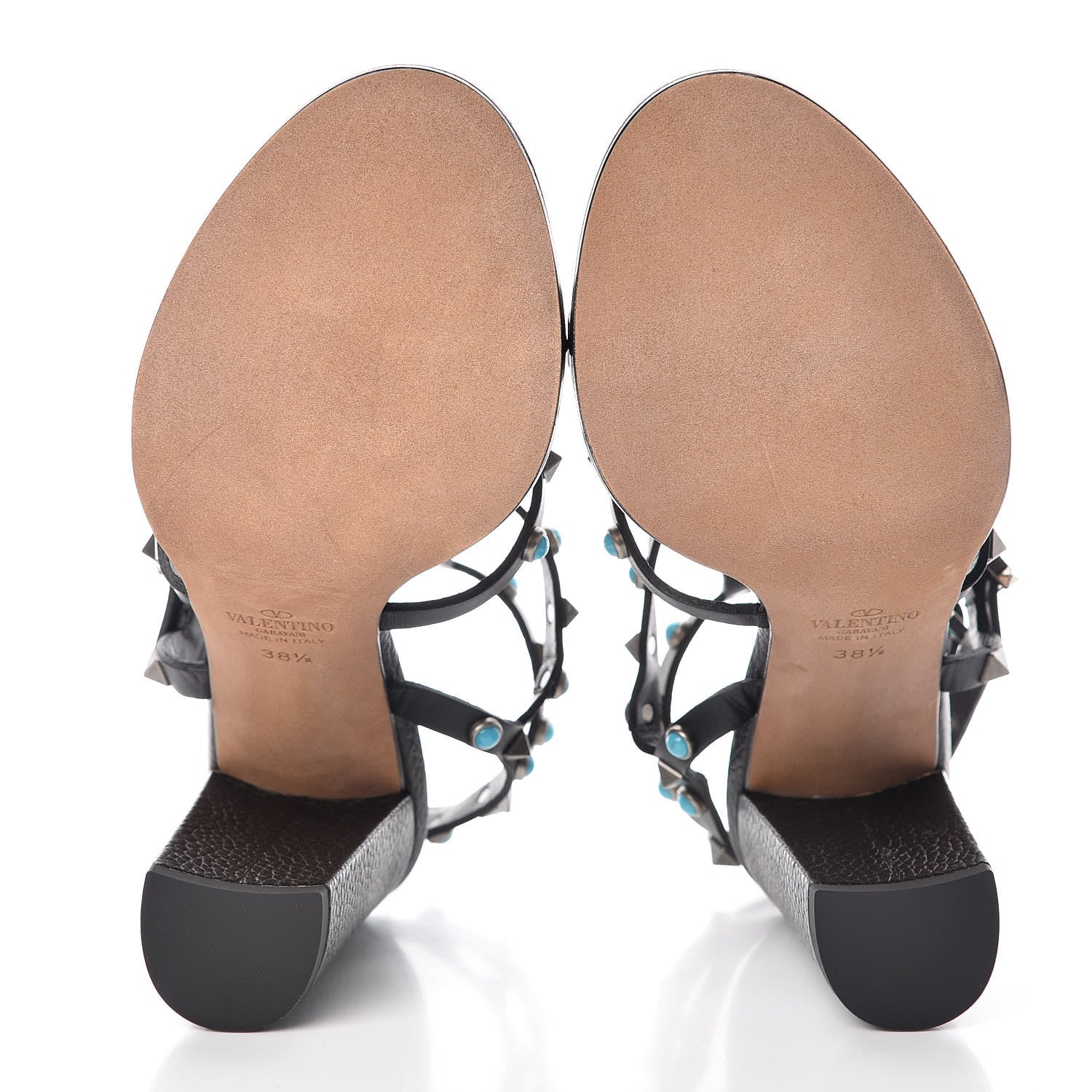 Valentino Garavani Calfskin Rockstud Rolling 90mm City Sandals 38.5 Black 5 of 8