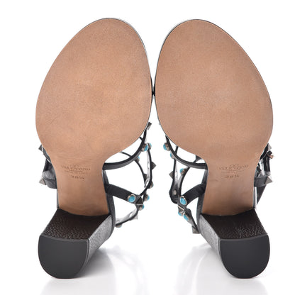 Valentino Garavani Calfskin Rockstud Rolling 90mm City Sandals 38.5 Black 5 of 8