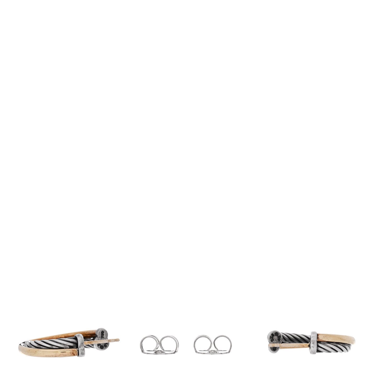 Sterling Silver 18K Yellow Gold 23mm Crossover Cable Hoop Earrings