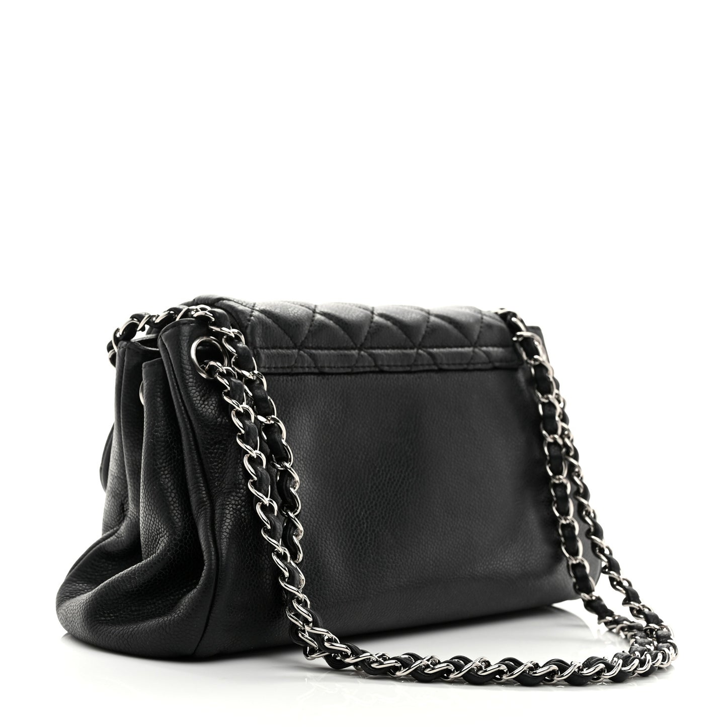 Caviar Quilted Accordion Mademoiselle Flap Black