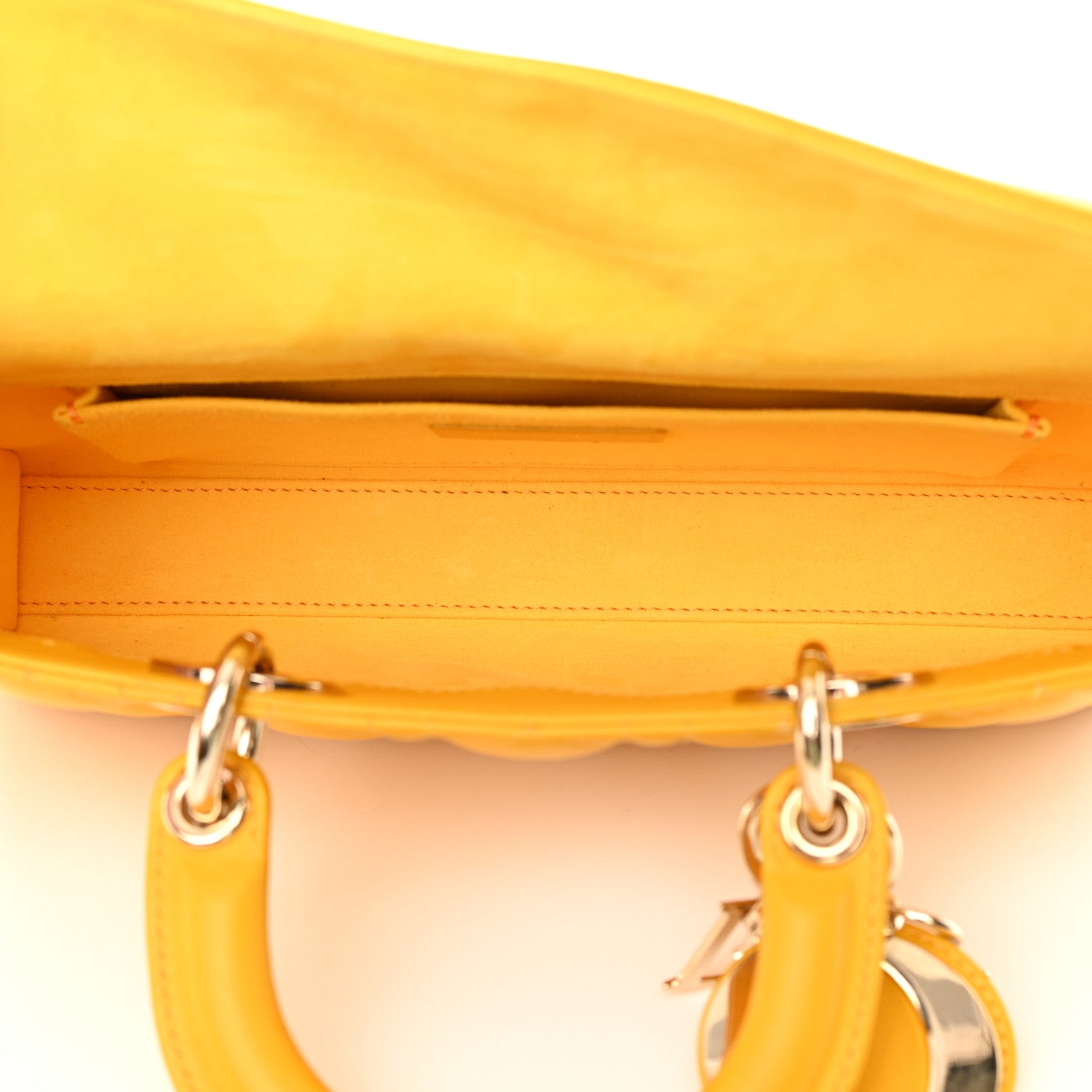 Christian Dior Lambskin Cannage Medium Lady D-Joy Yellow 5 of 14