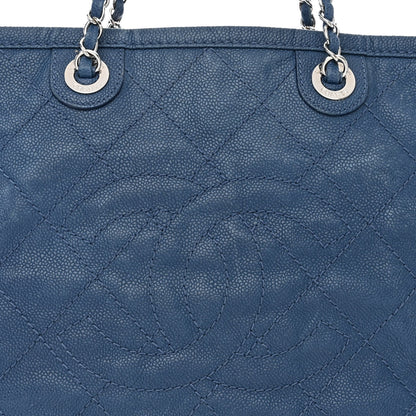 Chanel Grained Calfskin Quilted Small Daily Shopping Tote Blue 10 of 12