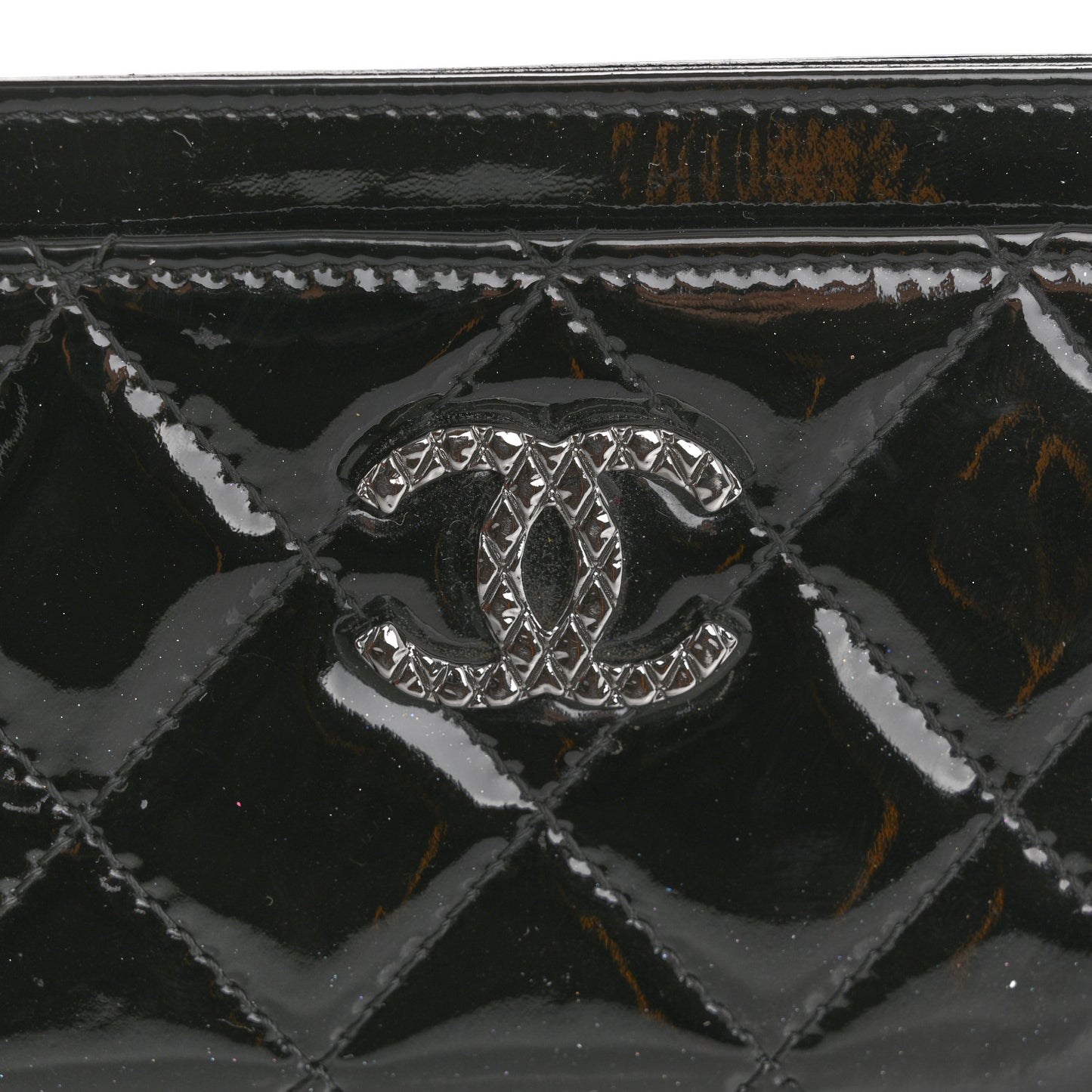 Patent Quilted Brilliant Card Holder Black