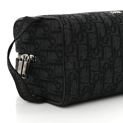 Christian Dior Oblique Jacquard Grained Calfskin Lingot Toiletry Bag Black 9 of 11