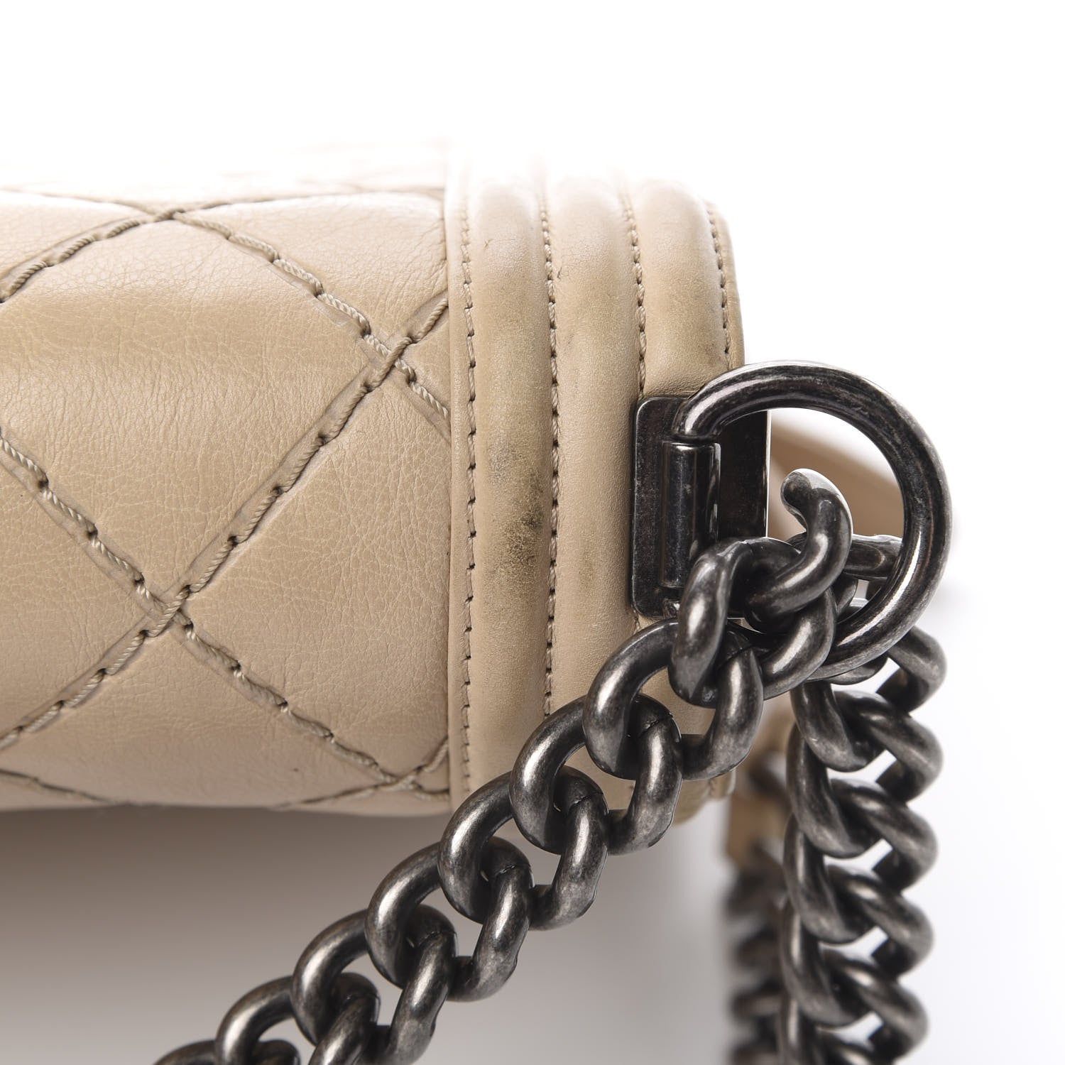 Chanel Calfskin Double Stitch Large Boy Flap Beige 21 of 21