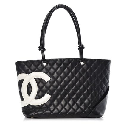 Chanel Calfskin Quilted Large Cambon Tote Black White 1 of 8