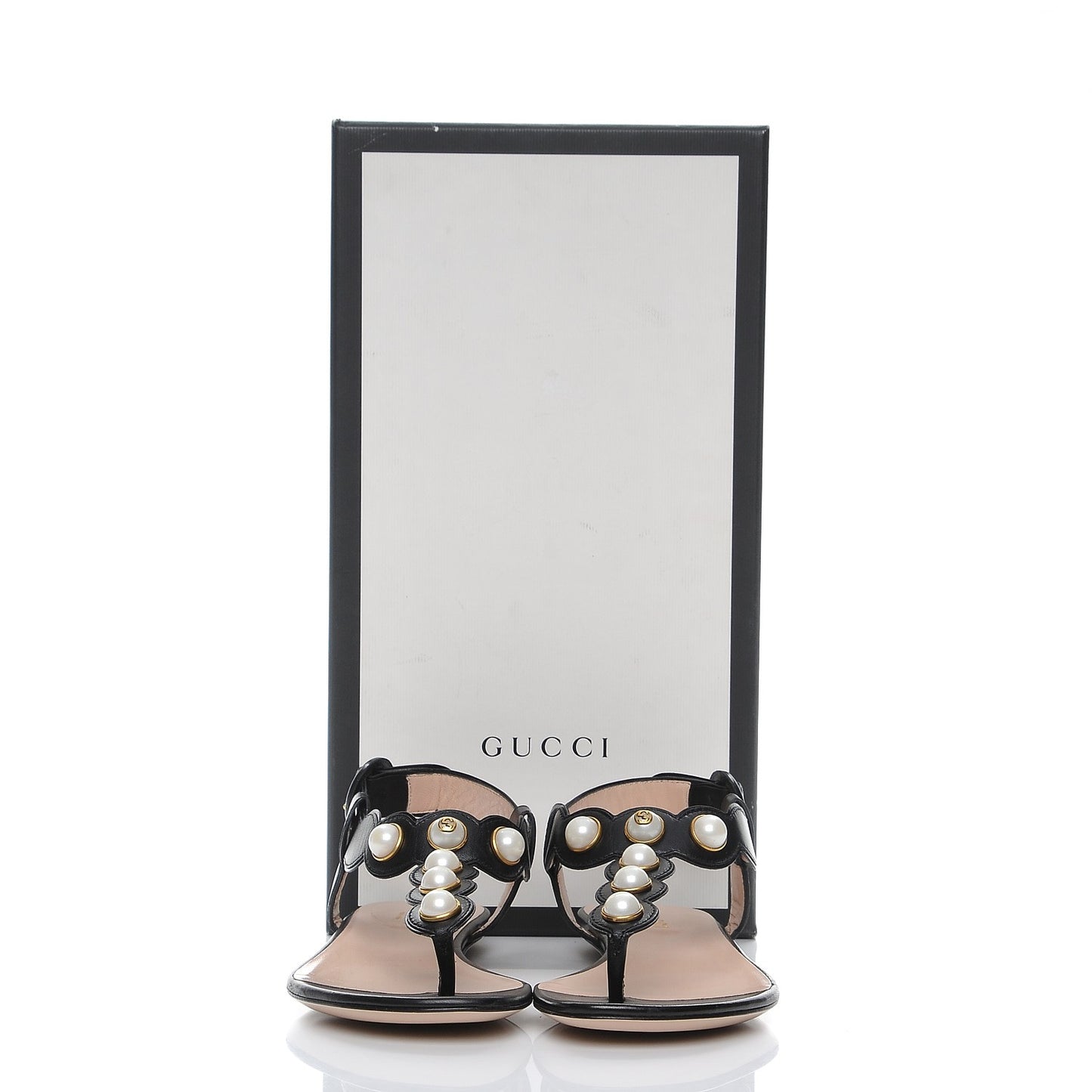 Nappa Willow Pearl Thong Sandals 35 Black