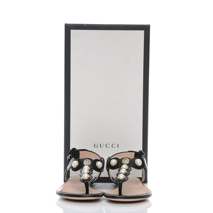 Gucci Nappa Willow Pearl Thong Sandals 35 Black 8 of 8