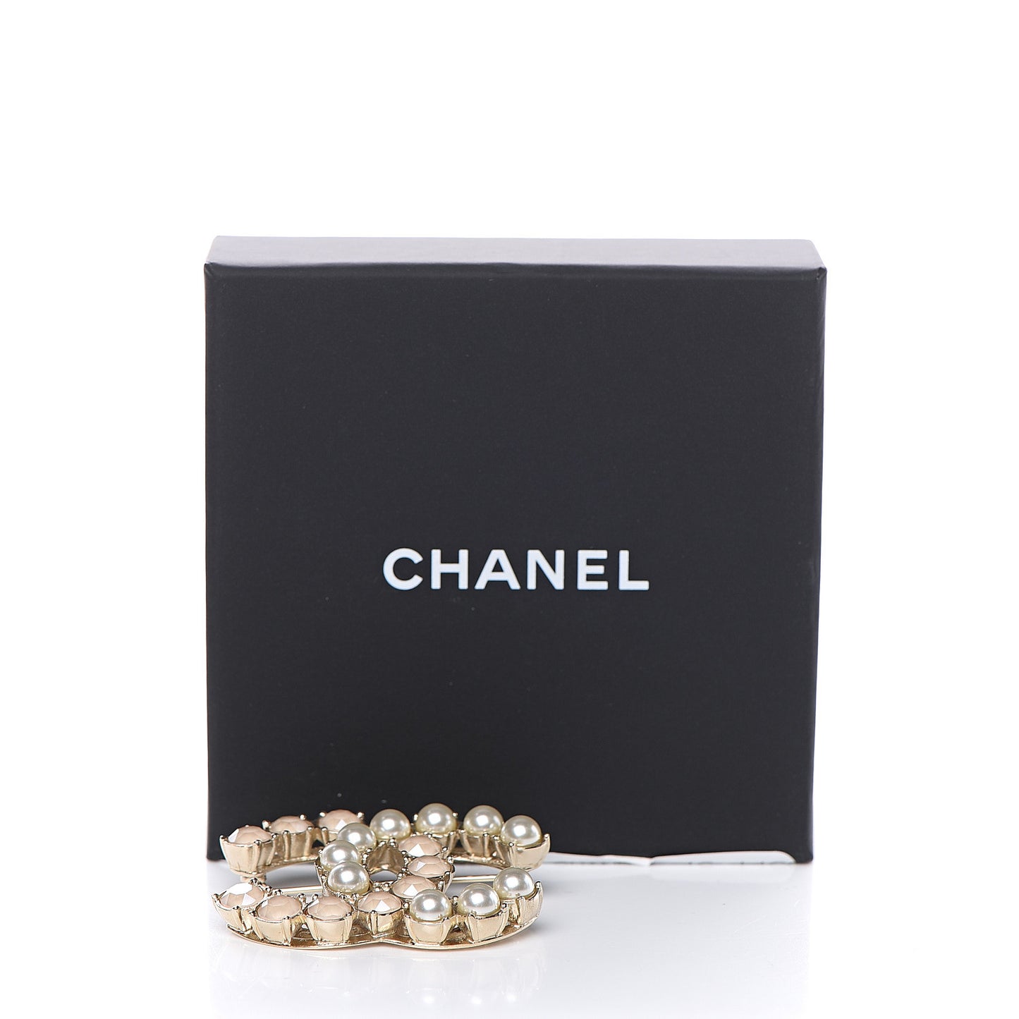 Pearl Crystal CC Brooch Light Pink Gold