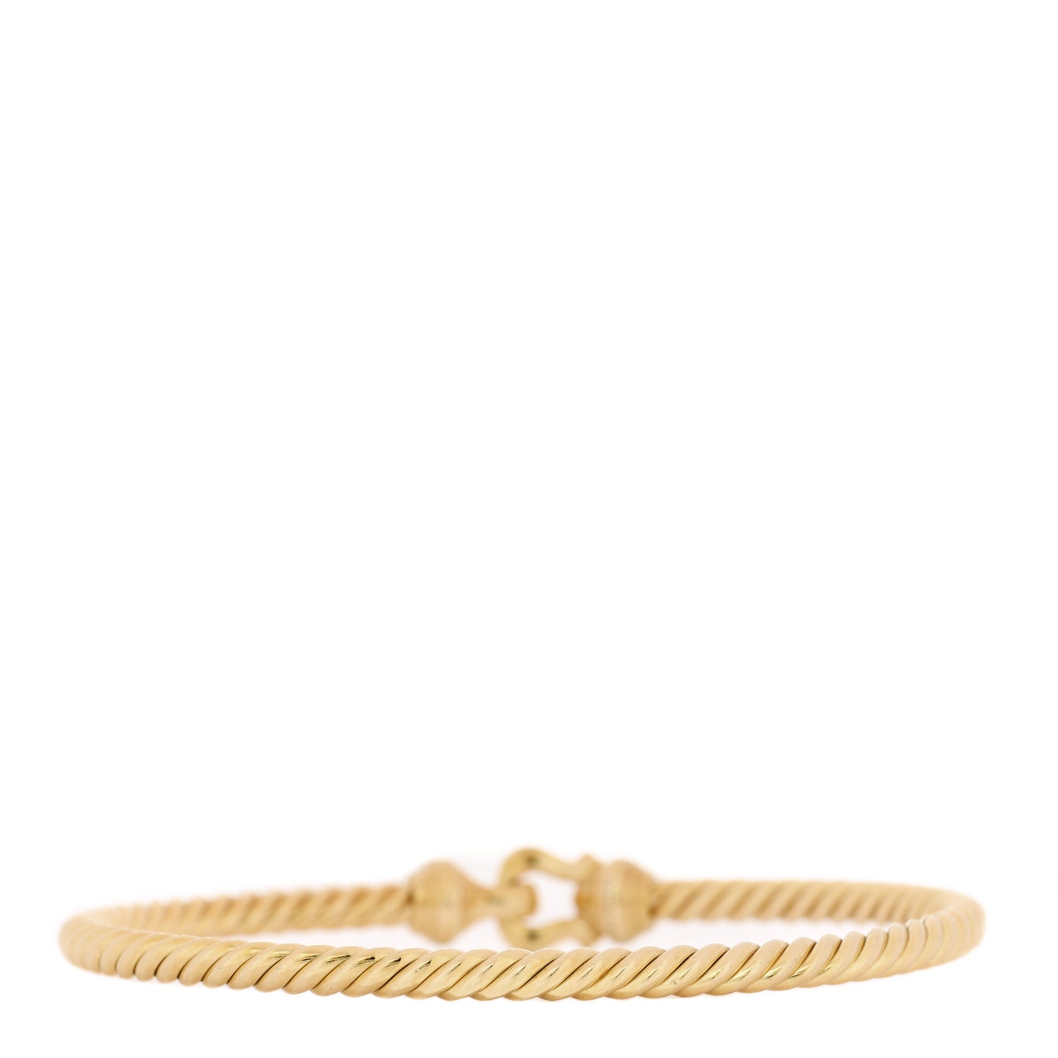 David Yurman 18K Yellow Gold Diamond 3.5mm Buckle Cablespira Bracelet 2 of 5