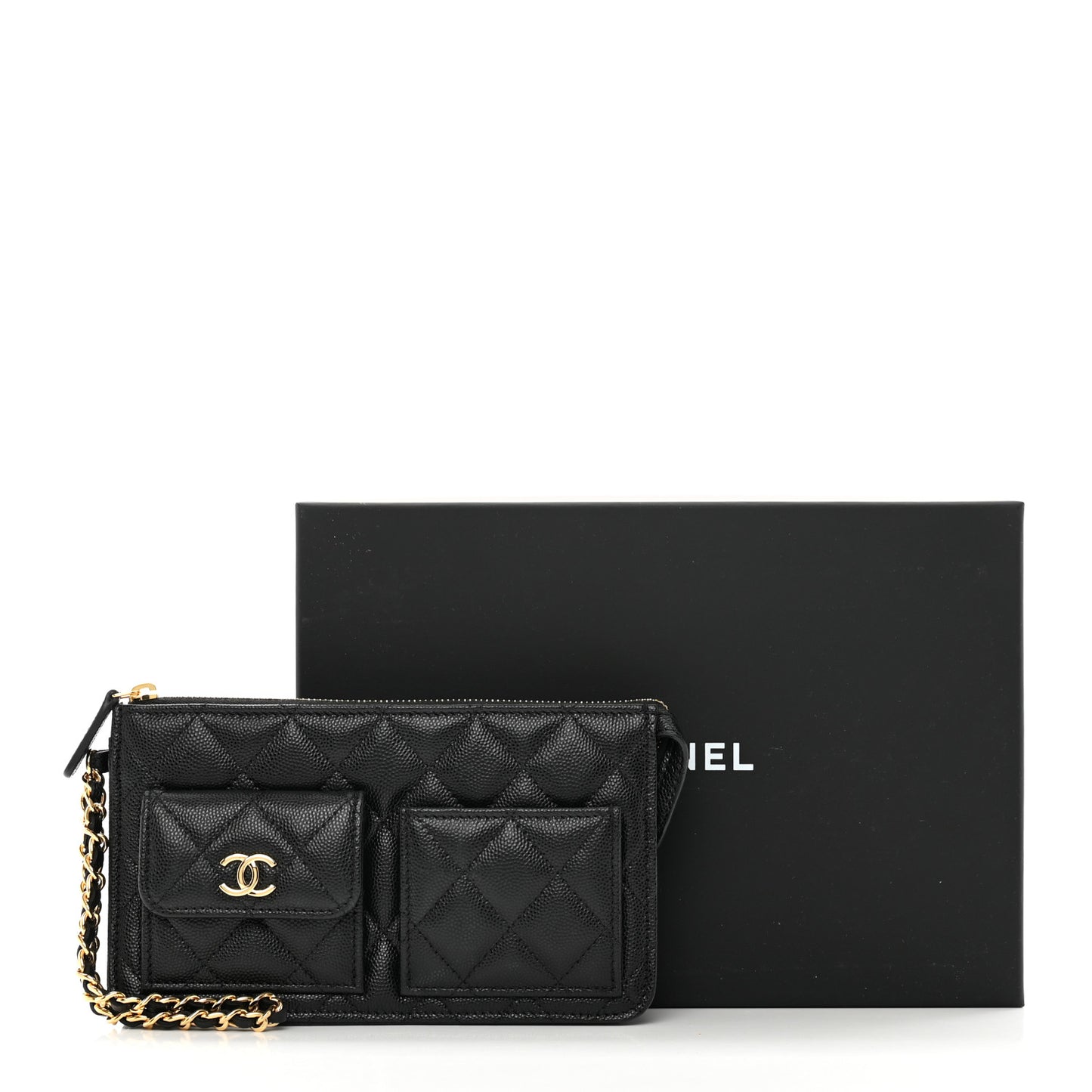 Caviar Quilted Polly Pocket Pouch Black