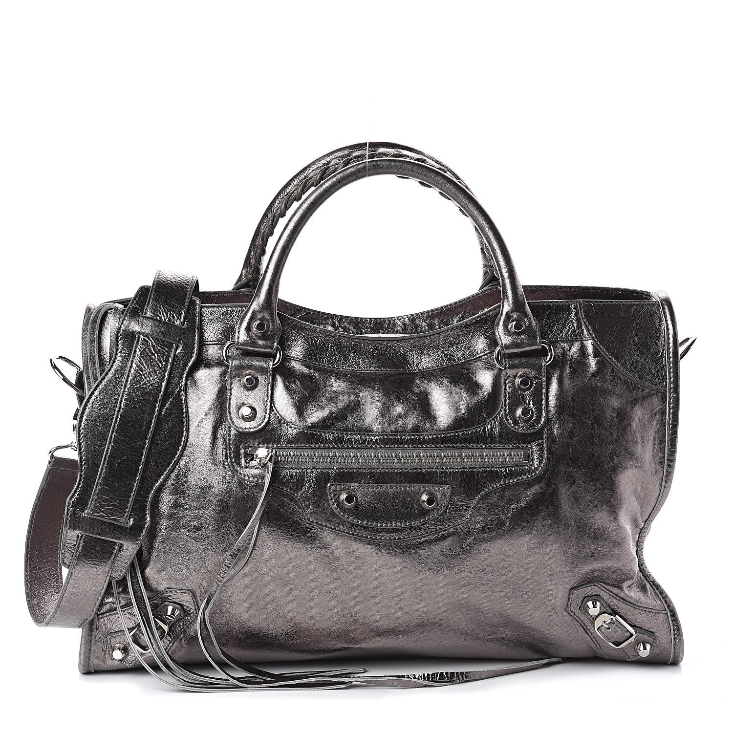 Balenciaga Metallic Agneau Classic Silver Hardware City Pewter 1 of 8